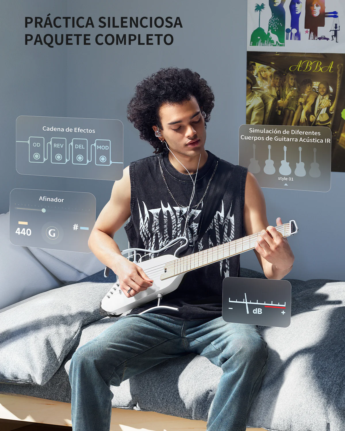 Donner HUSH I PRO Guitarra de viaje - Image 15