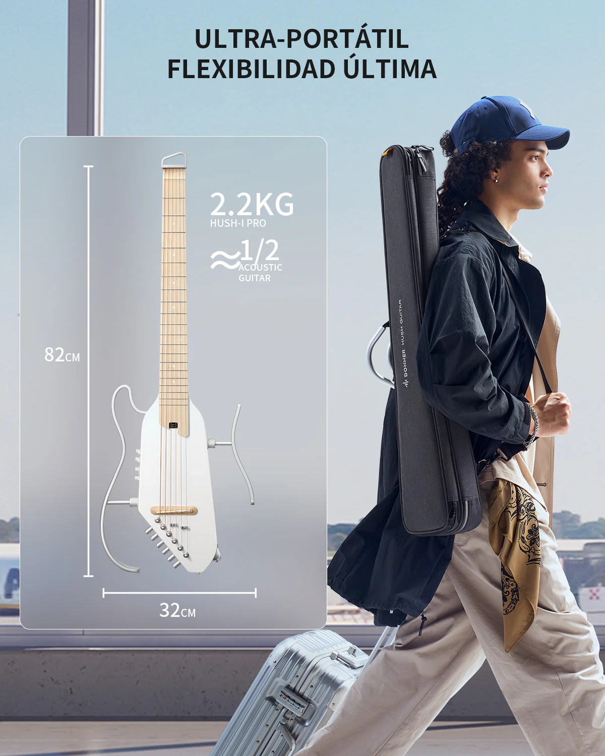 Donner HUSH I PRO Guitarra de viaje - Image 17