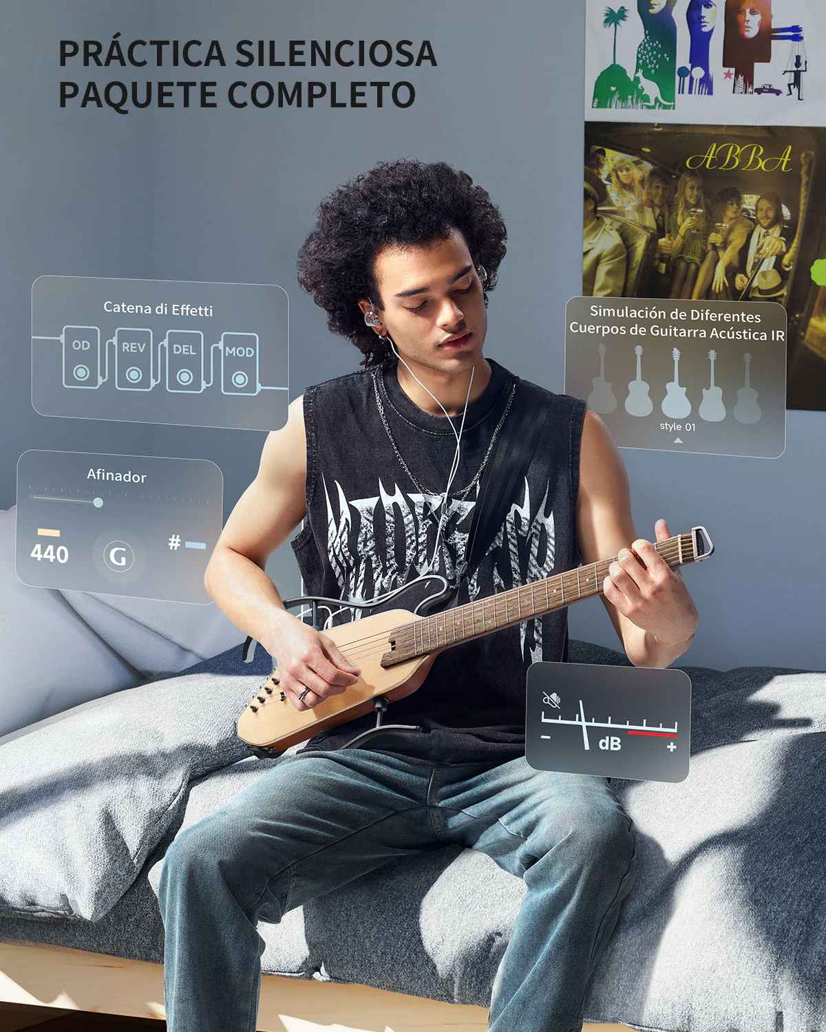 Donner HUSH I PRO Guitarra de viaje - Image 26