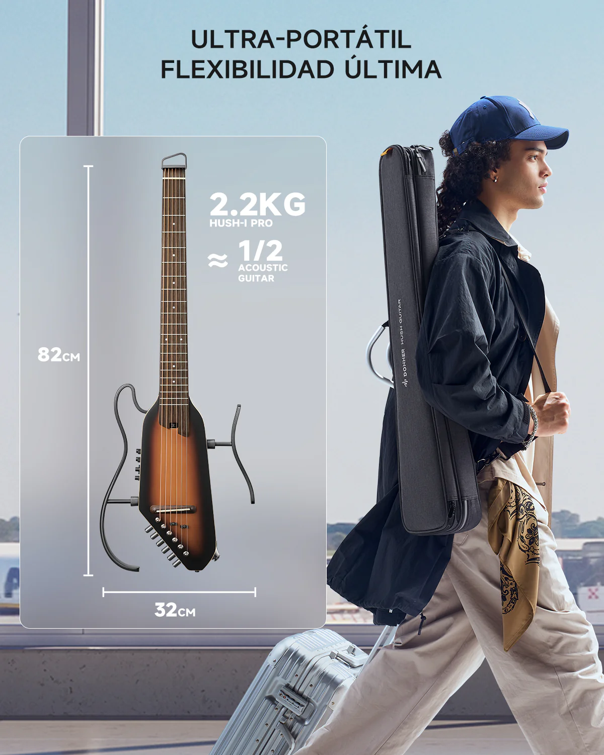 Donner HUSH I PRO Guitarra de viaje - Image 35