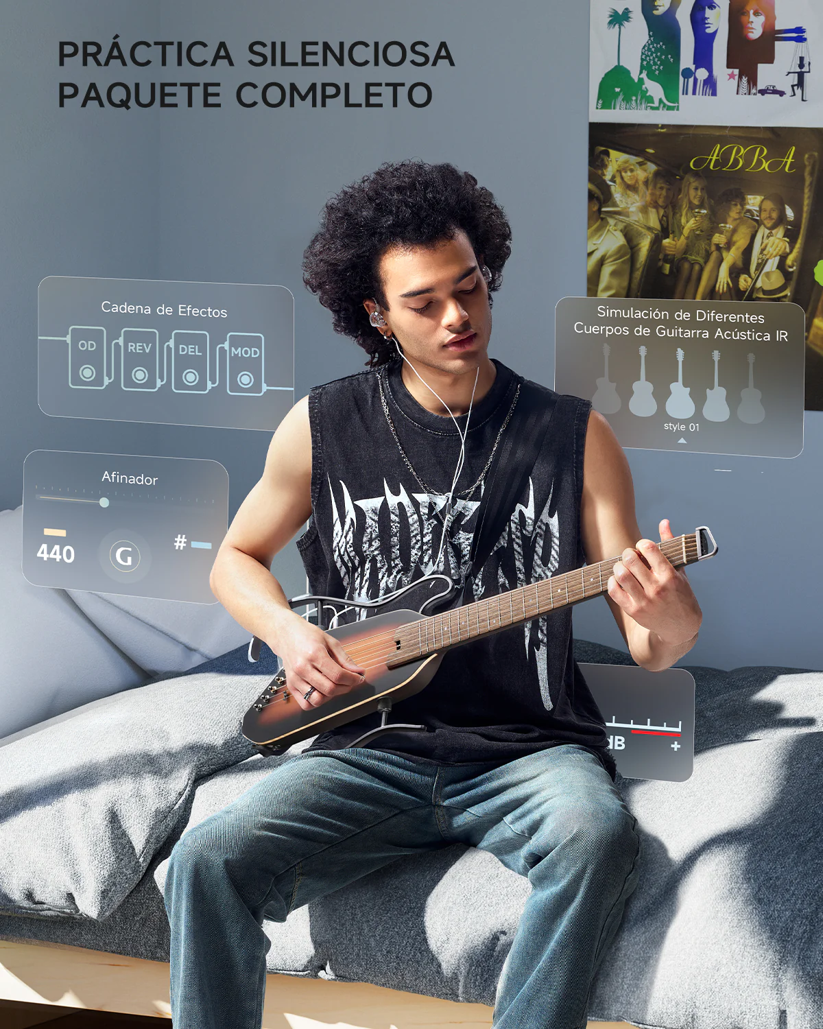 Donner HUSH I PRO Guitarra de viaje - Image 36