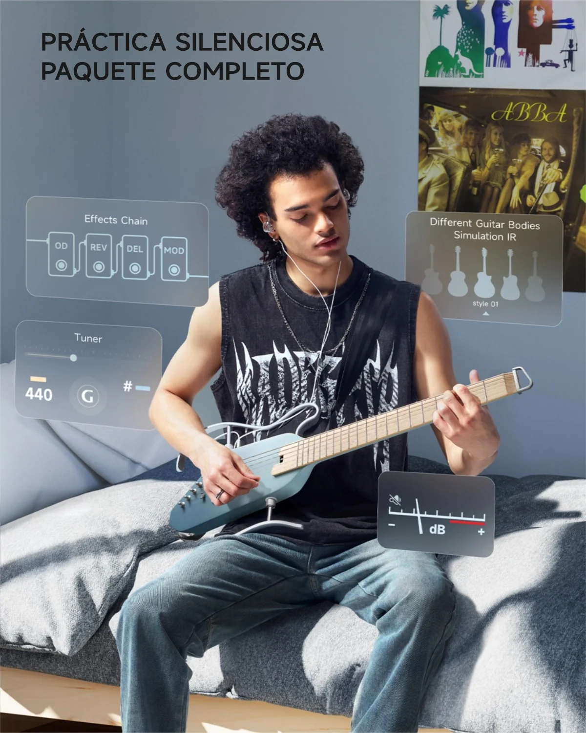 Donner HUSH I PRO Guitarra de viaje - Image 47