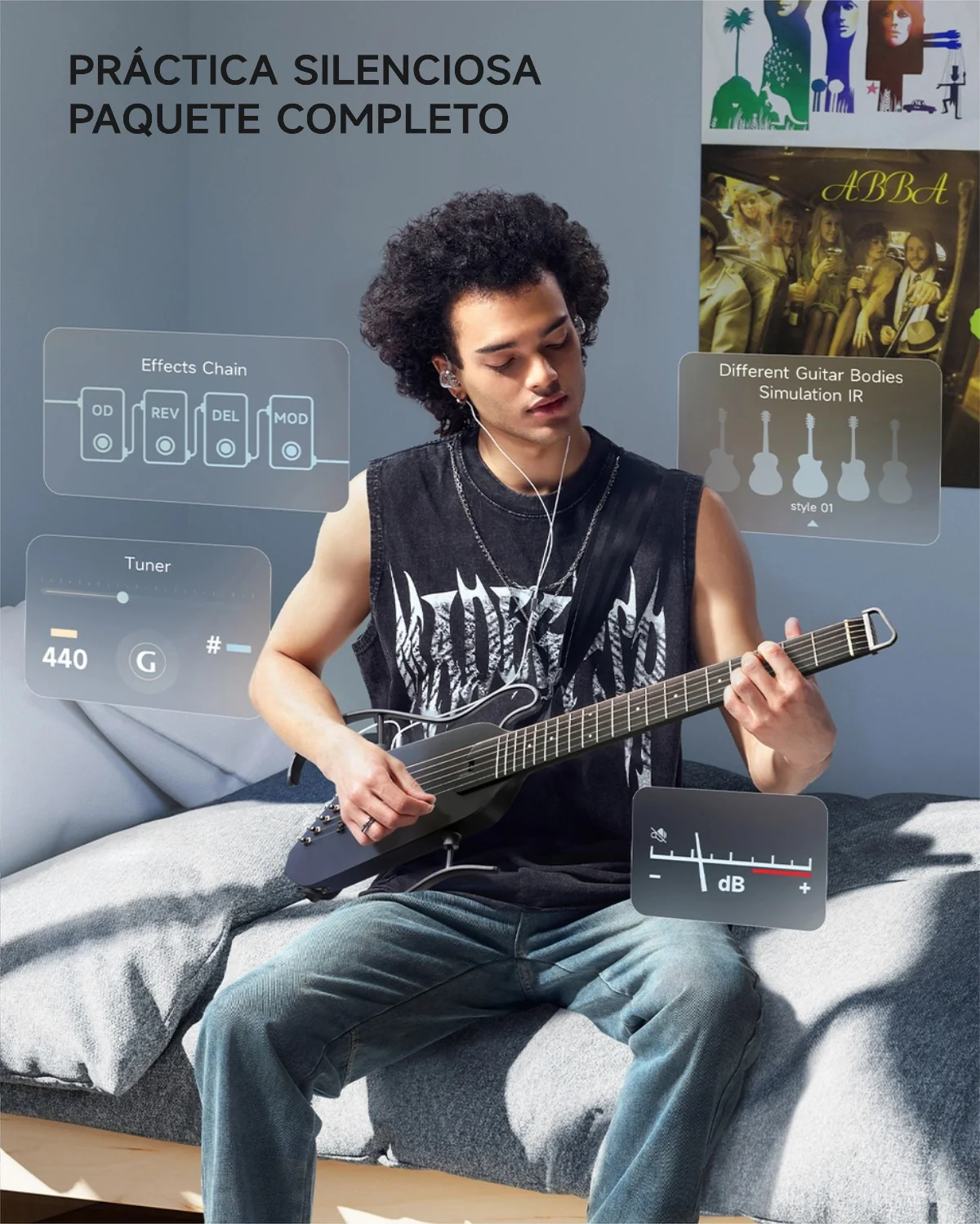 Donner HUSH I PRO Guitarra de viaje - Image 76