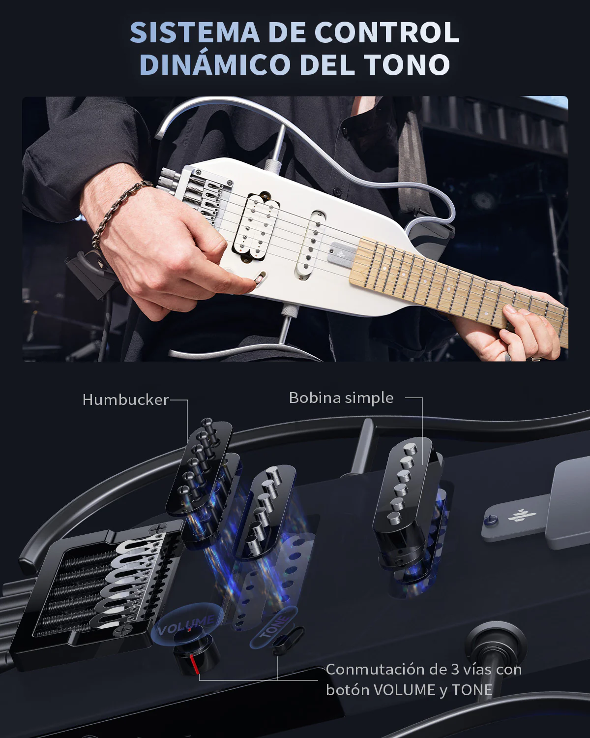 Donner HUSH X Guitarra eléctrica ultraligera sin cabeza - Image 15
