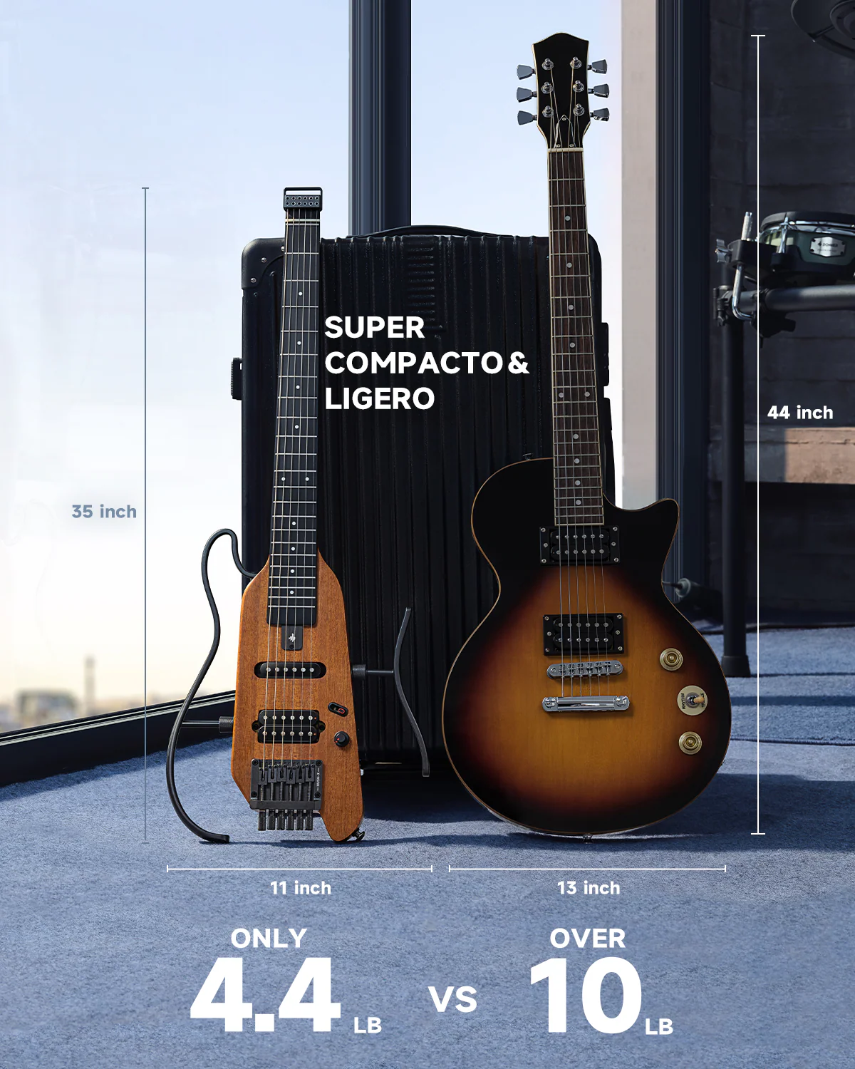 Donner HUSH X Guitarra eléctrica ultraligera sin cabeza - Image 17