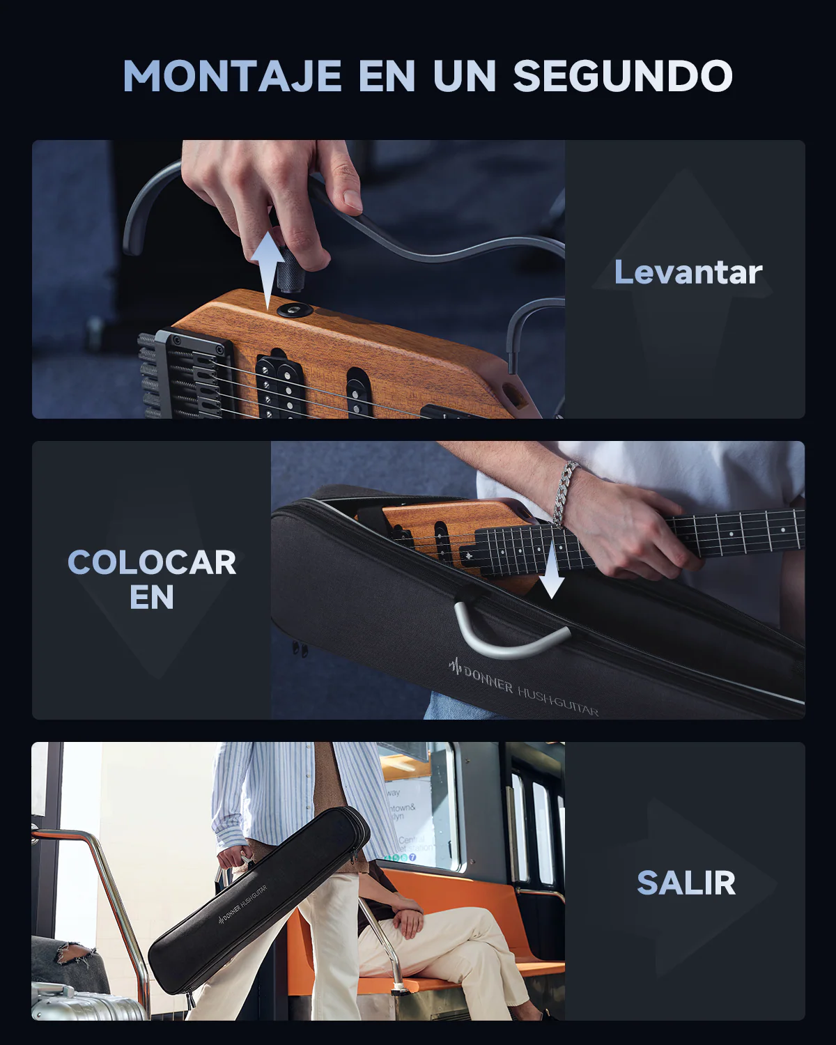 Donner HUSH X Guitarra eléctrica ultraligera sin cabeza - Image 18