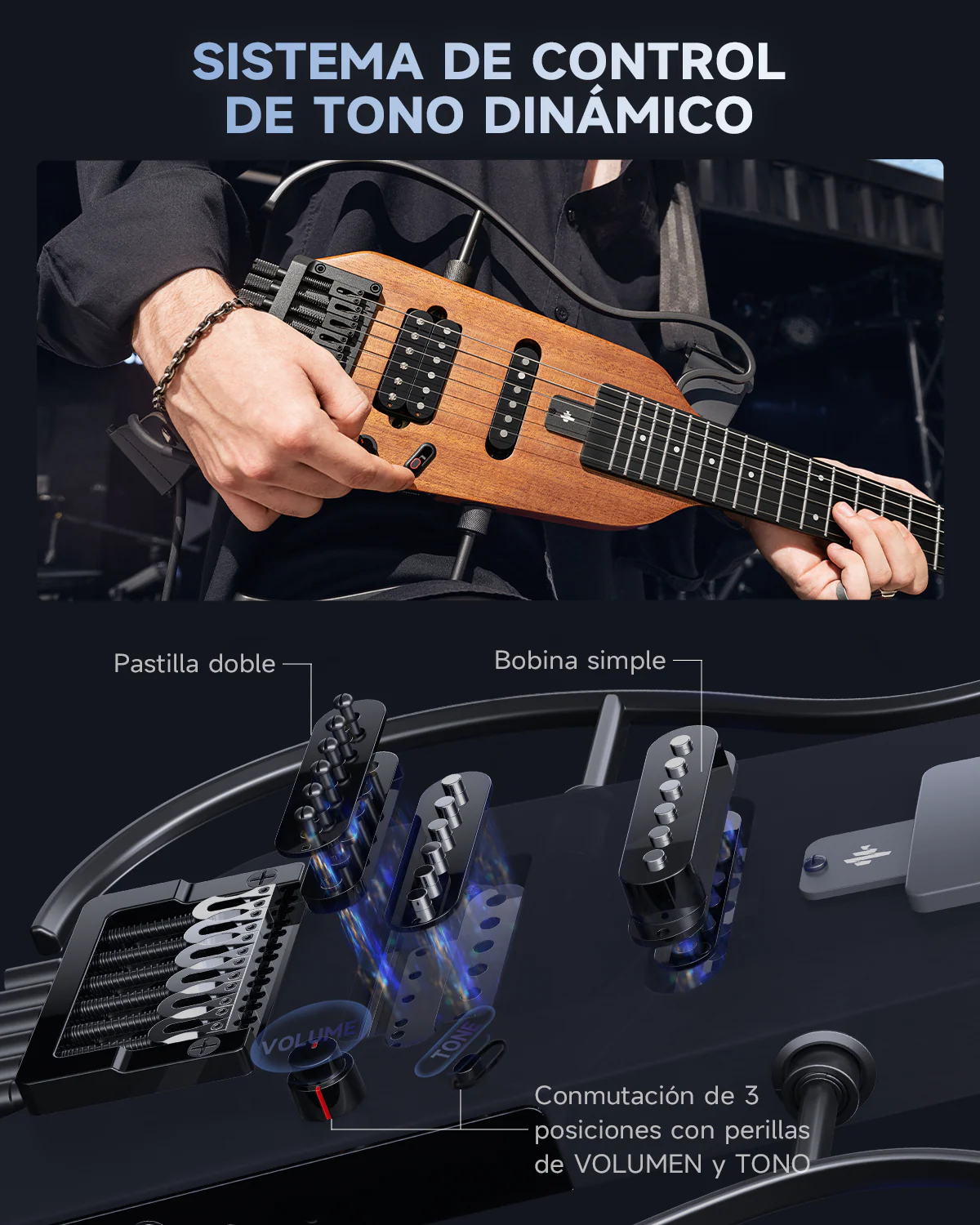 Donner HUSH X Guitarra eléctrica ultraligera sin cabeza - Image 21