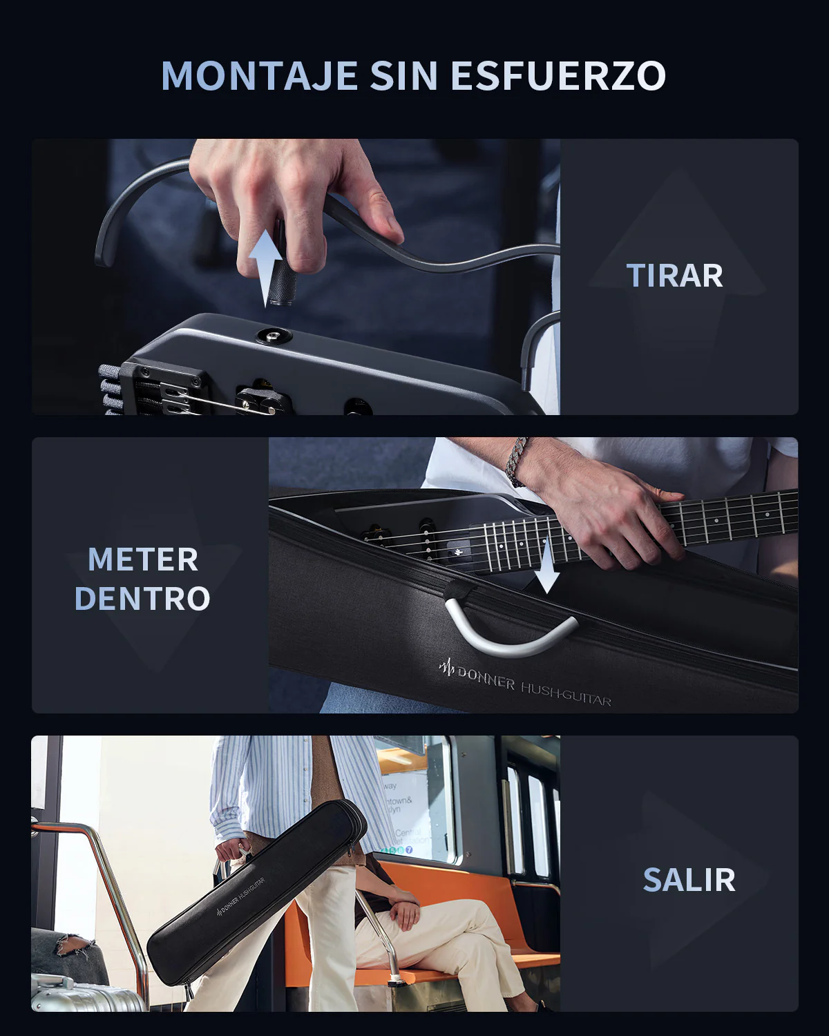 Donner HUSH X Guitarra eléctrica ultraligera sin cabeza - Image 24