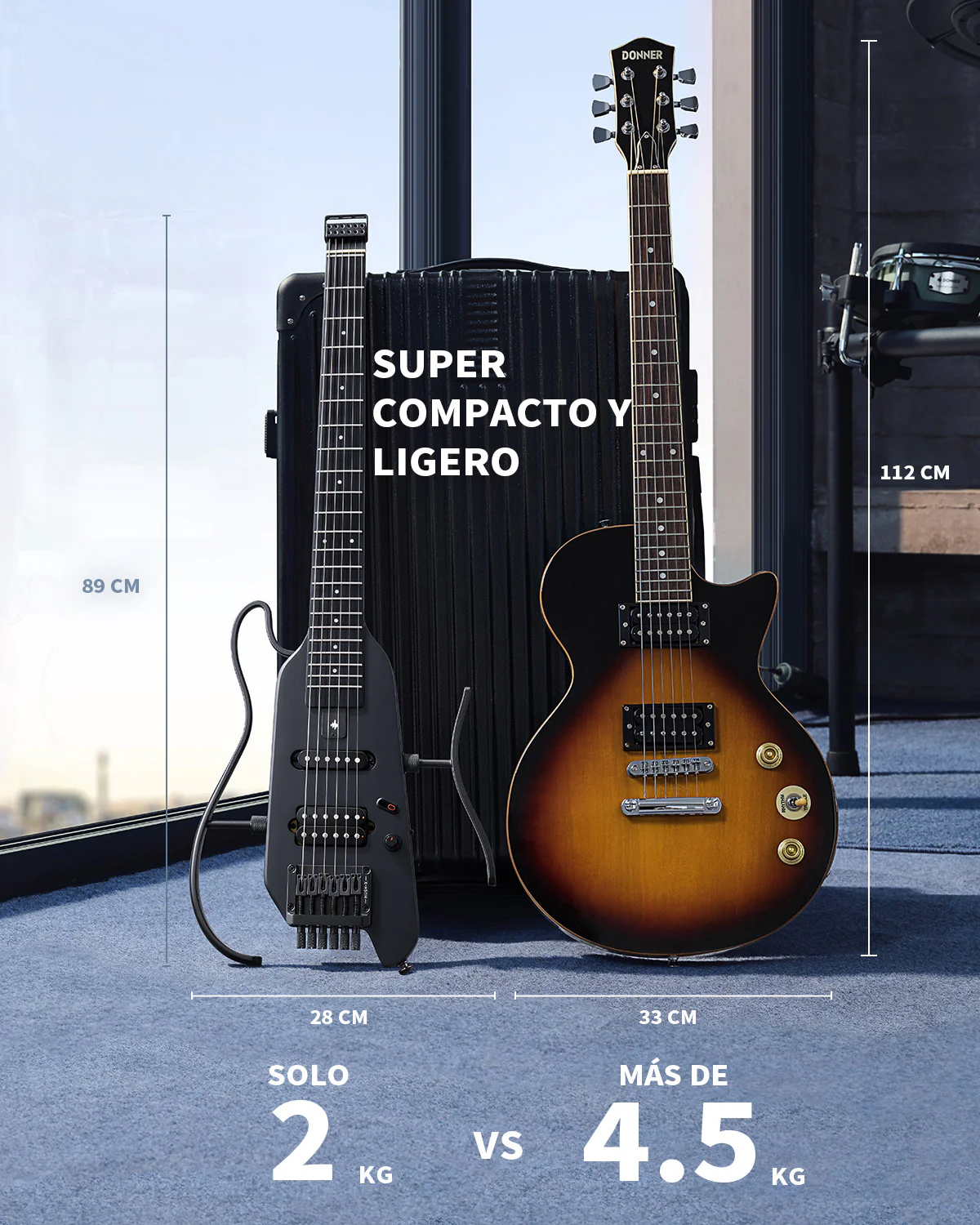 Donner HUSH X Guitarra eléctrica ultraligera sin cabeza - Image 25