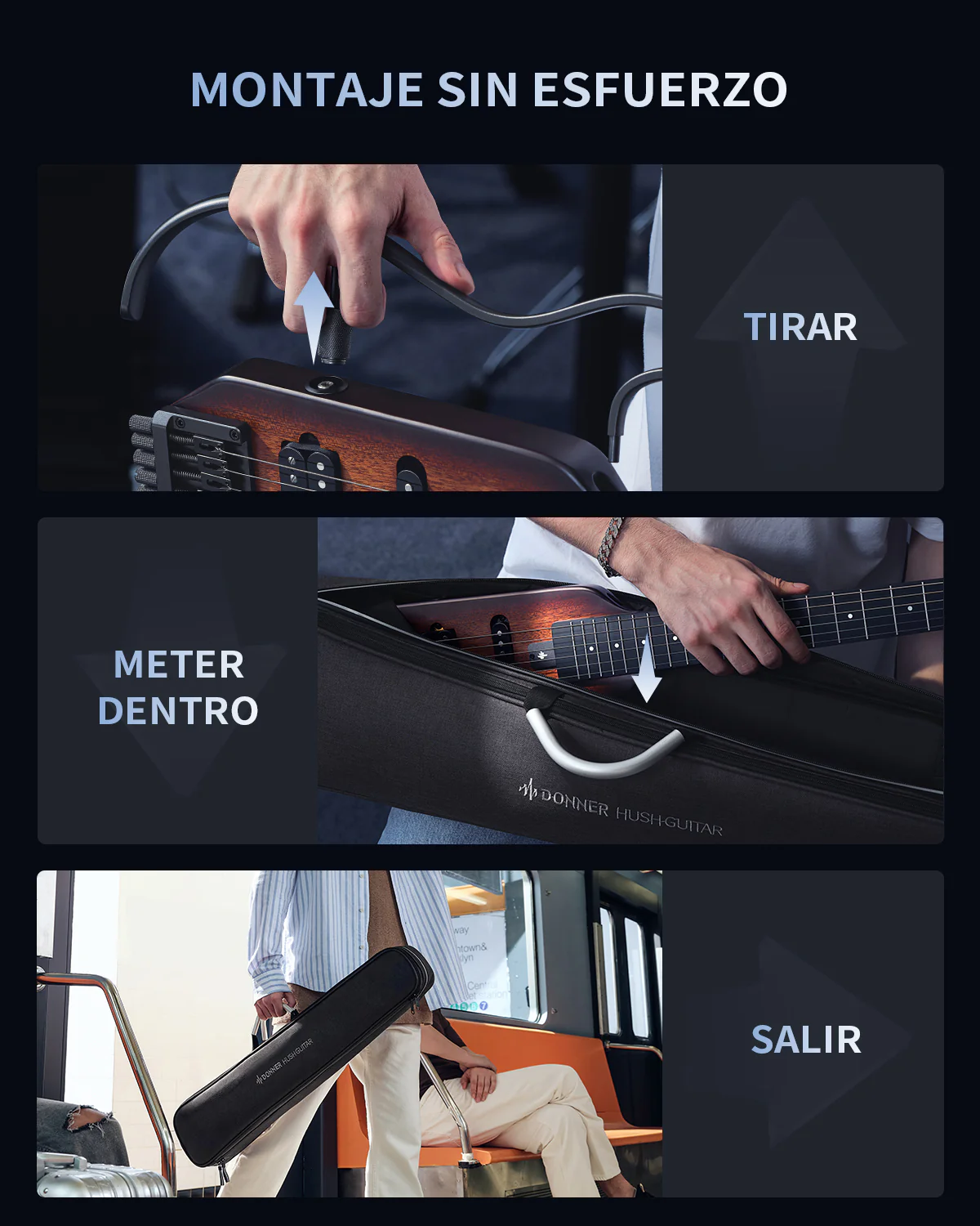 Donner HUSH X Guitarra eléctrica ultraligera sin cabeza - Image 32