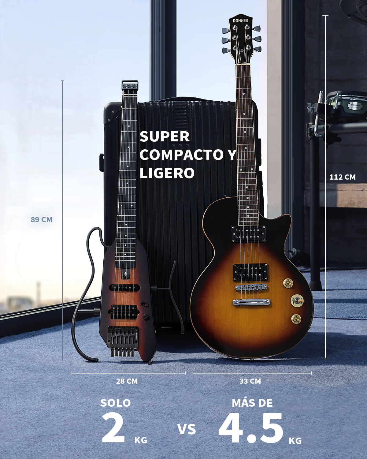 Donner HUSH X Guitarra eléctrica ultraligera sin cabeza - Image 33