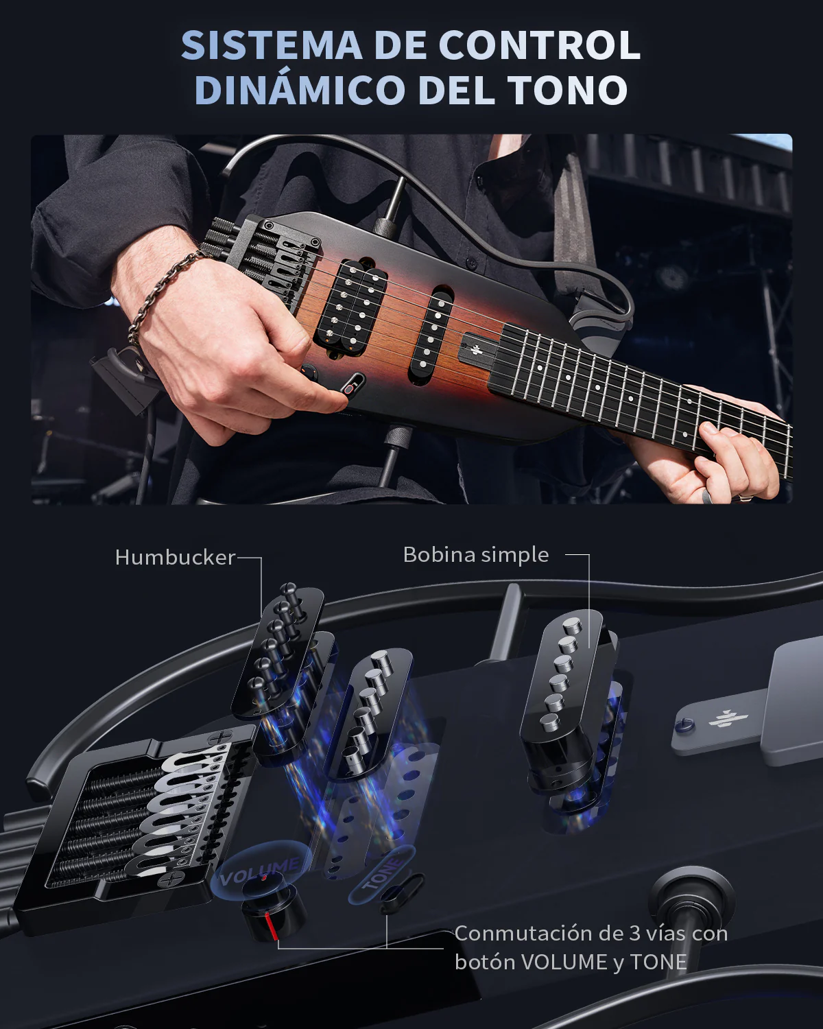 Donner HUSH X Guitarra eléctrica ultraligera sin cabeza - Image 37