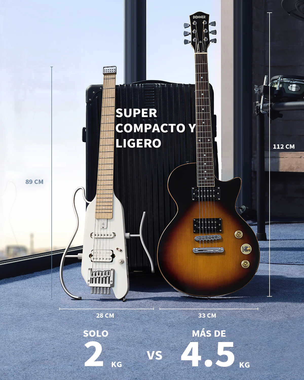 Donner HUSH X Guitarra eléctrica ultraligera sin cabeza - Image 10