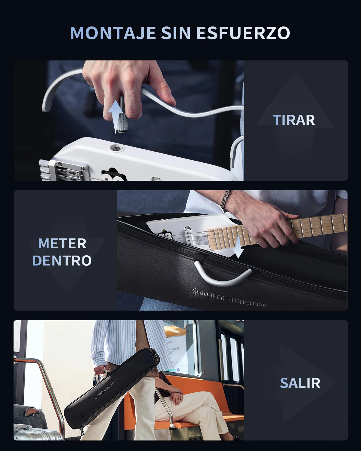 Donner HUSH X Guitarra eléctrica ultraligera sin cabeza - Image 11