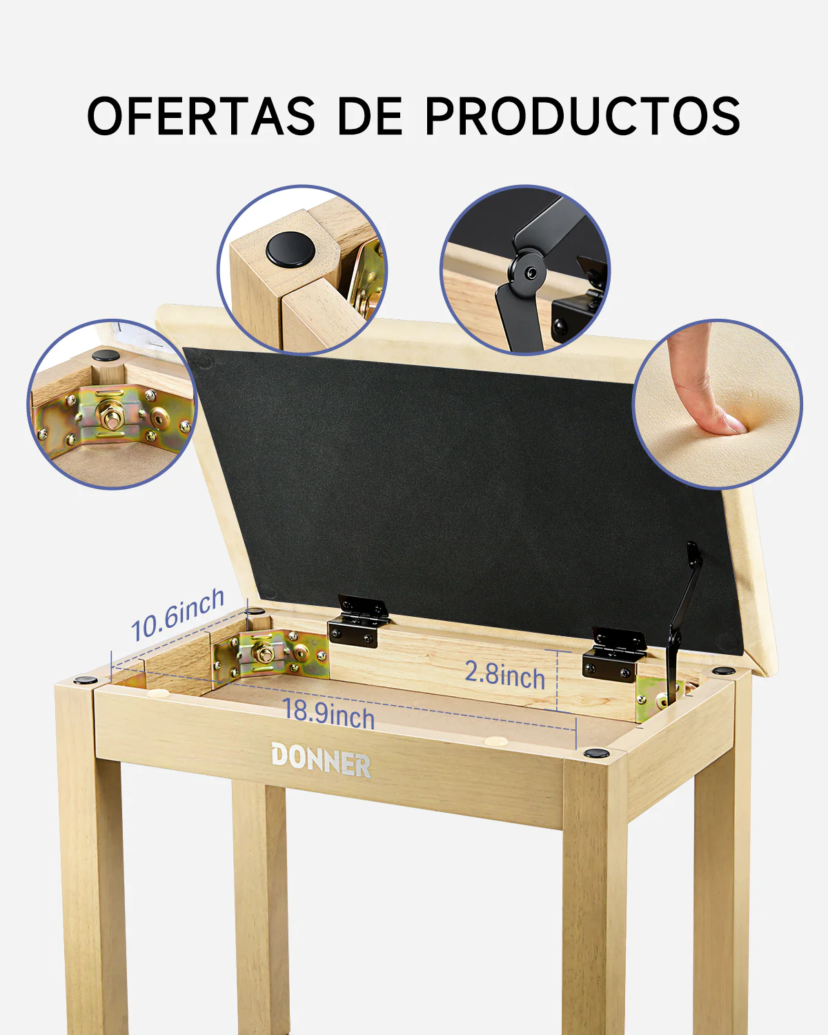 Donner DKB-10 Banco de piano espacioso - Image 5