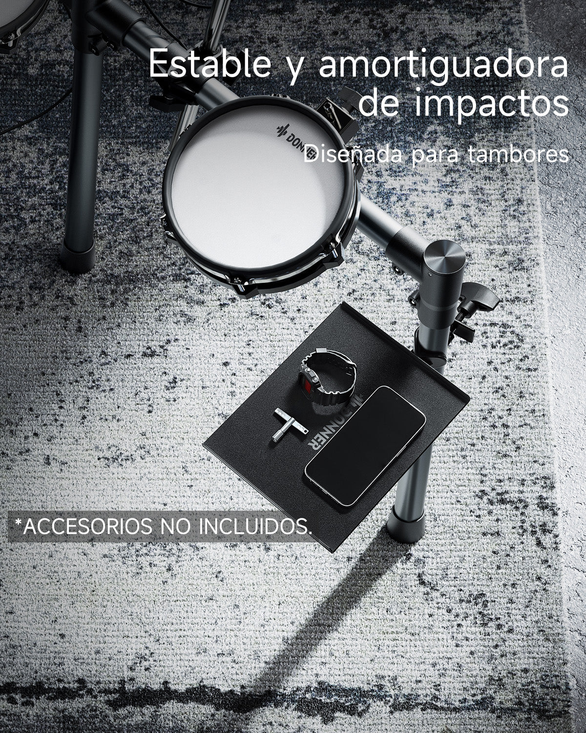 DONNER Bandeja Accesorio para Batería Electrónica - Soporte para Teléfonos y Tablets - Image 3