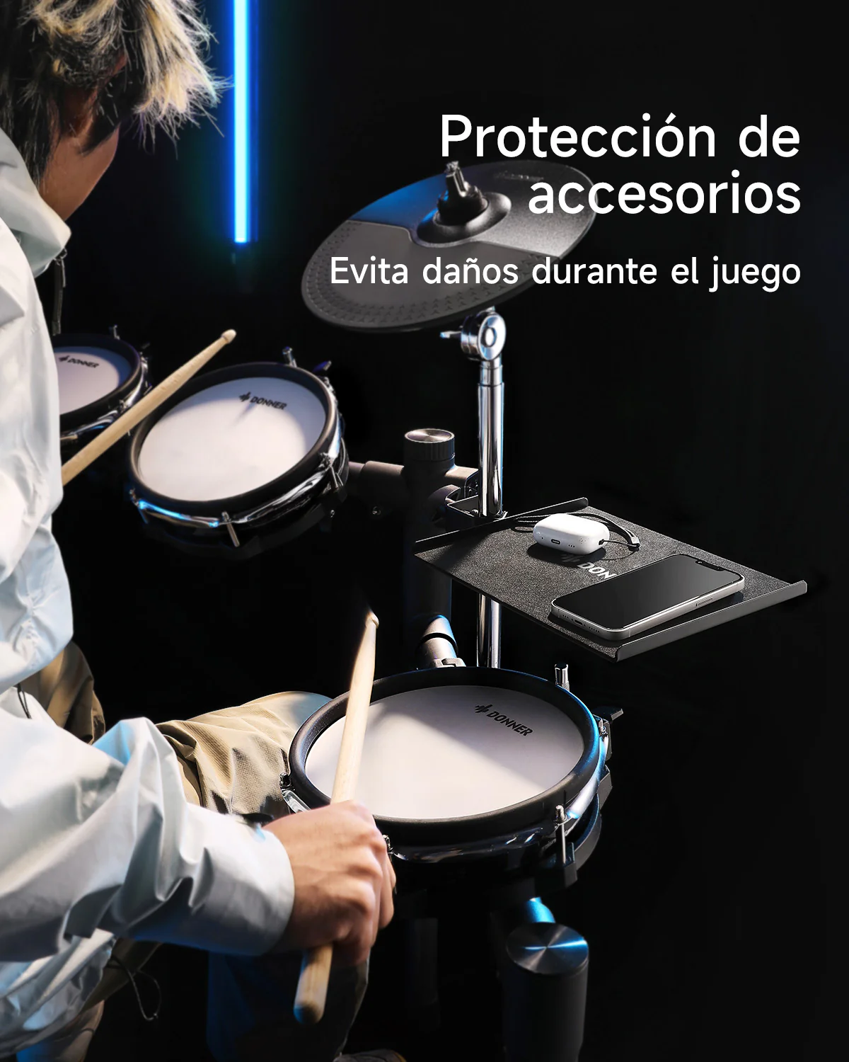 DONNER Bandeja Accesorio para Batería Electrónica - Soporte para Teléfonos y Tablets - Image 4