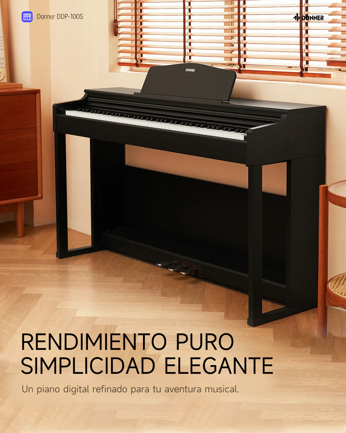 Donner DDP-100S Piano Digital con Mecanismo de Martillo Progresivo - Image 11