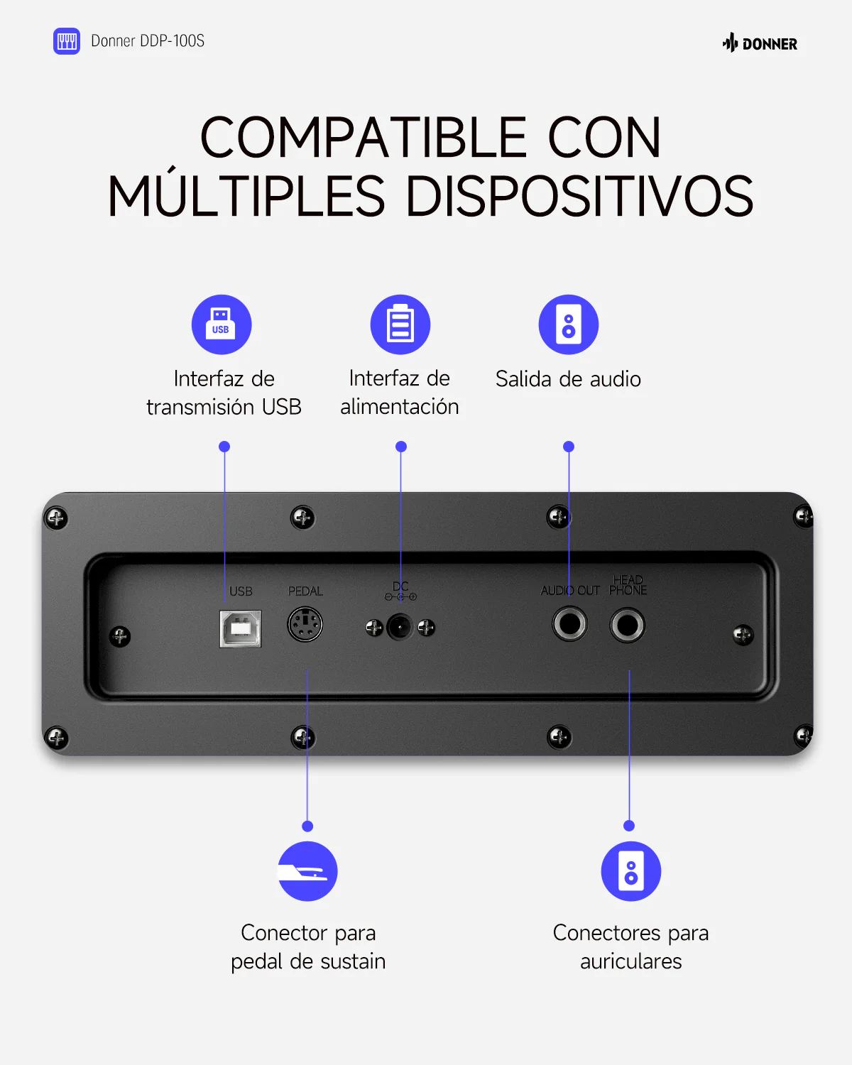 Donner DDP-100S Piano Digital con Mecanismo de Martillo Progresivo - Image 8