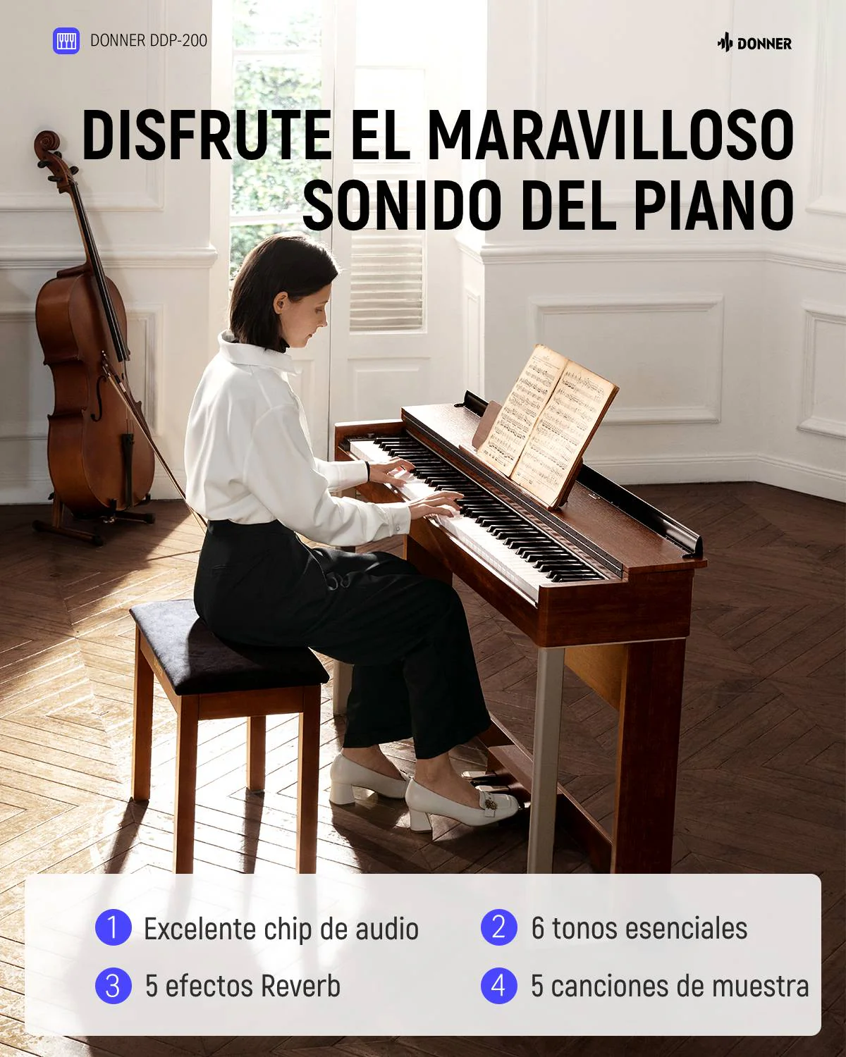 Donner DDP-200 MK2 Piano Digital con Acción de Martillo Graduada - Image 7