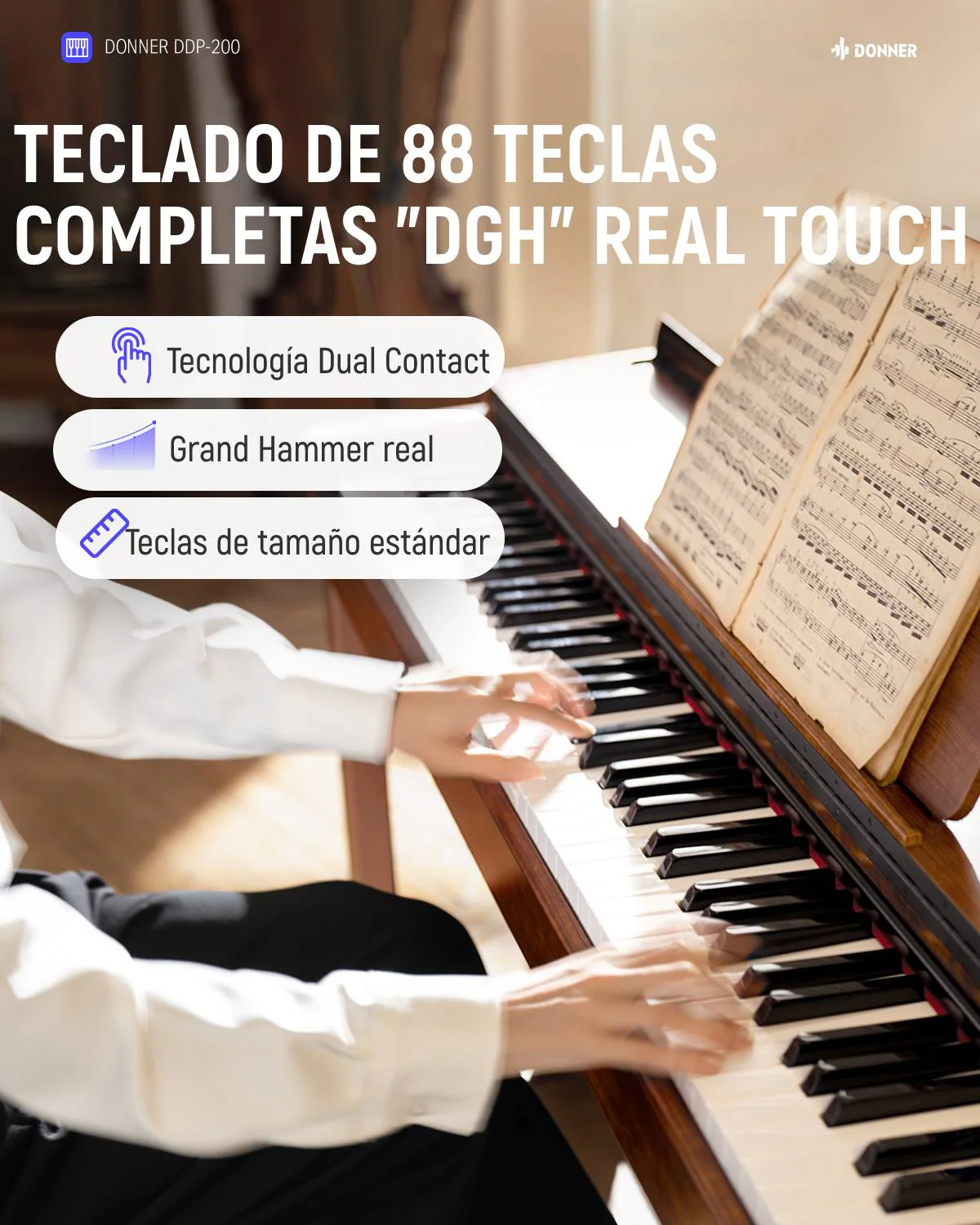 Donner DDP-200 MK2 Piano Digital con Acción de Martillo Graduada - Image 9