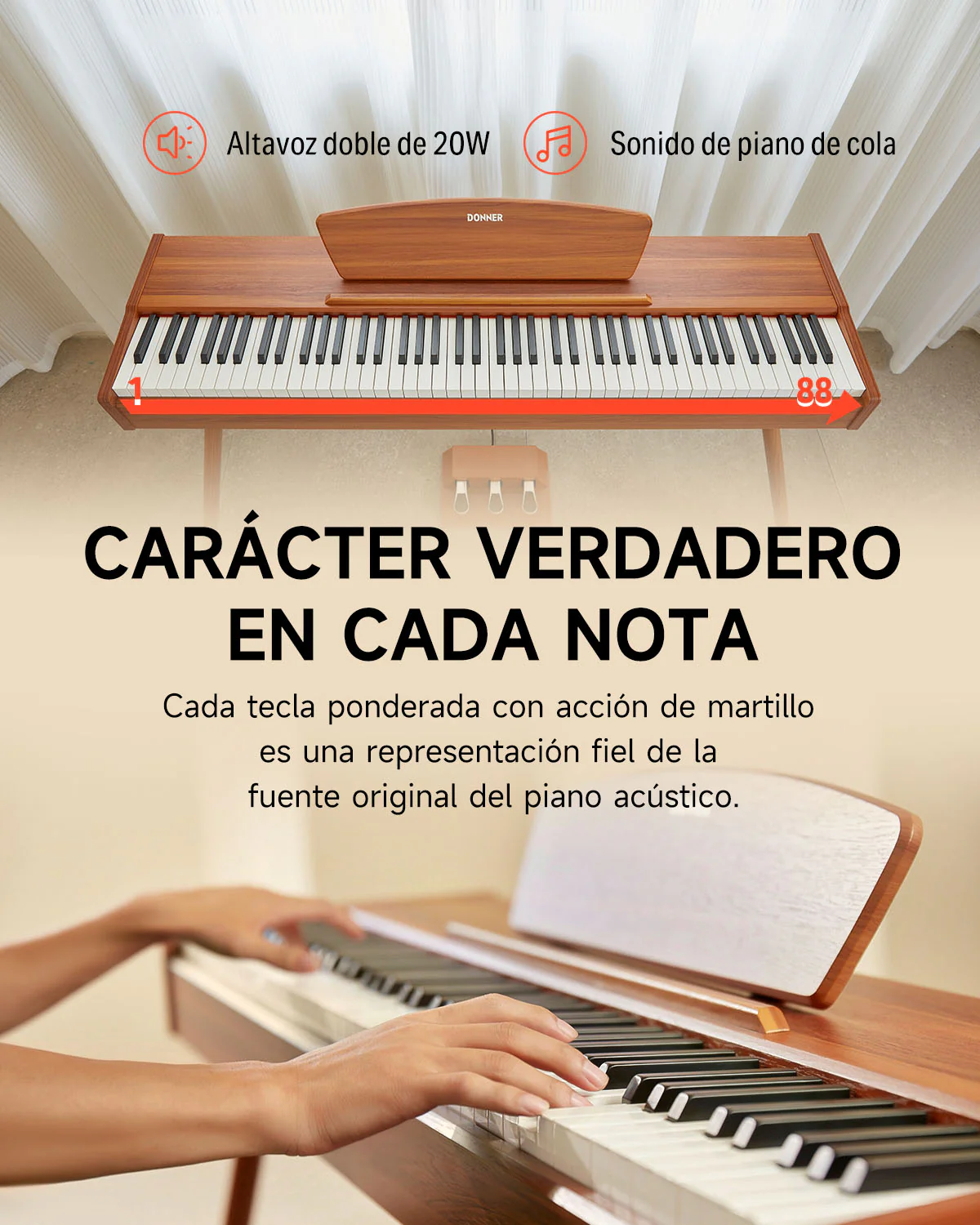Donner DDP-80 Piano digital de madera con teclado fully weighted - Image 35