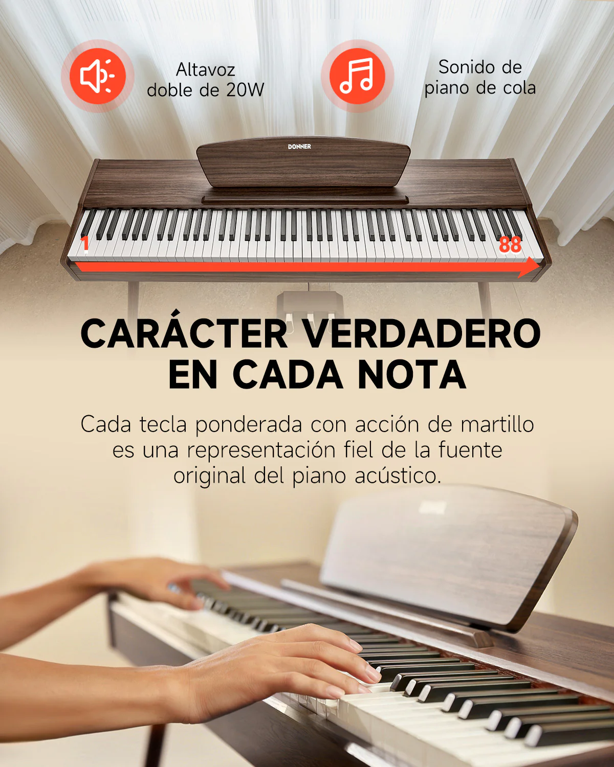 Donner DDP-80 Piano digital de madera con teclado fully weighted - Image 49