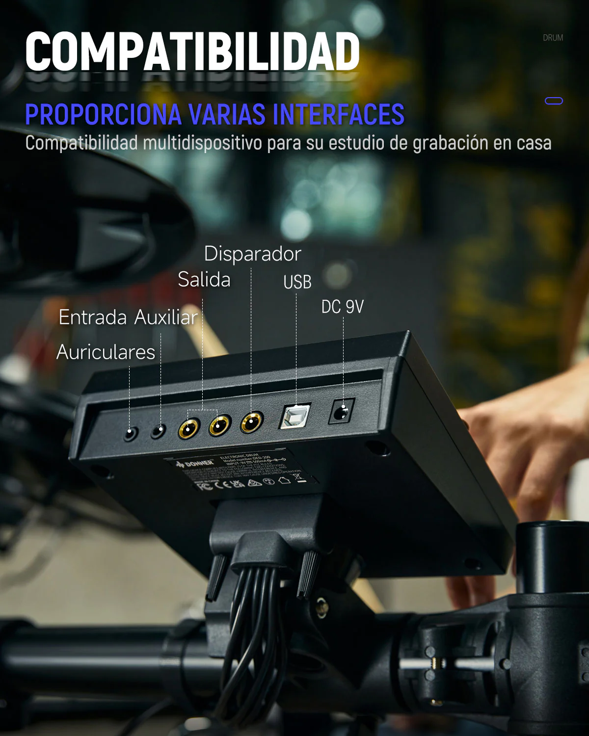 Donner DED-200 kit de batería electrónica con 5 tambores 3 y 4 platillos - Image 5