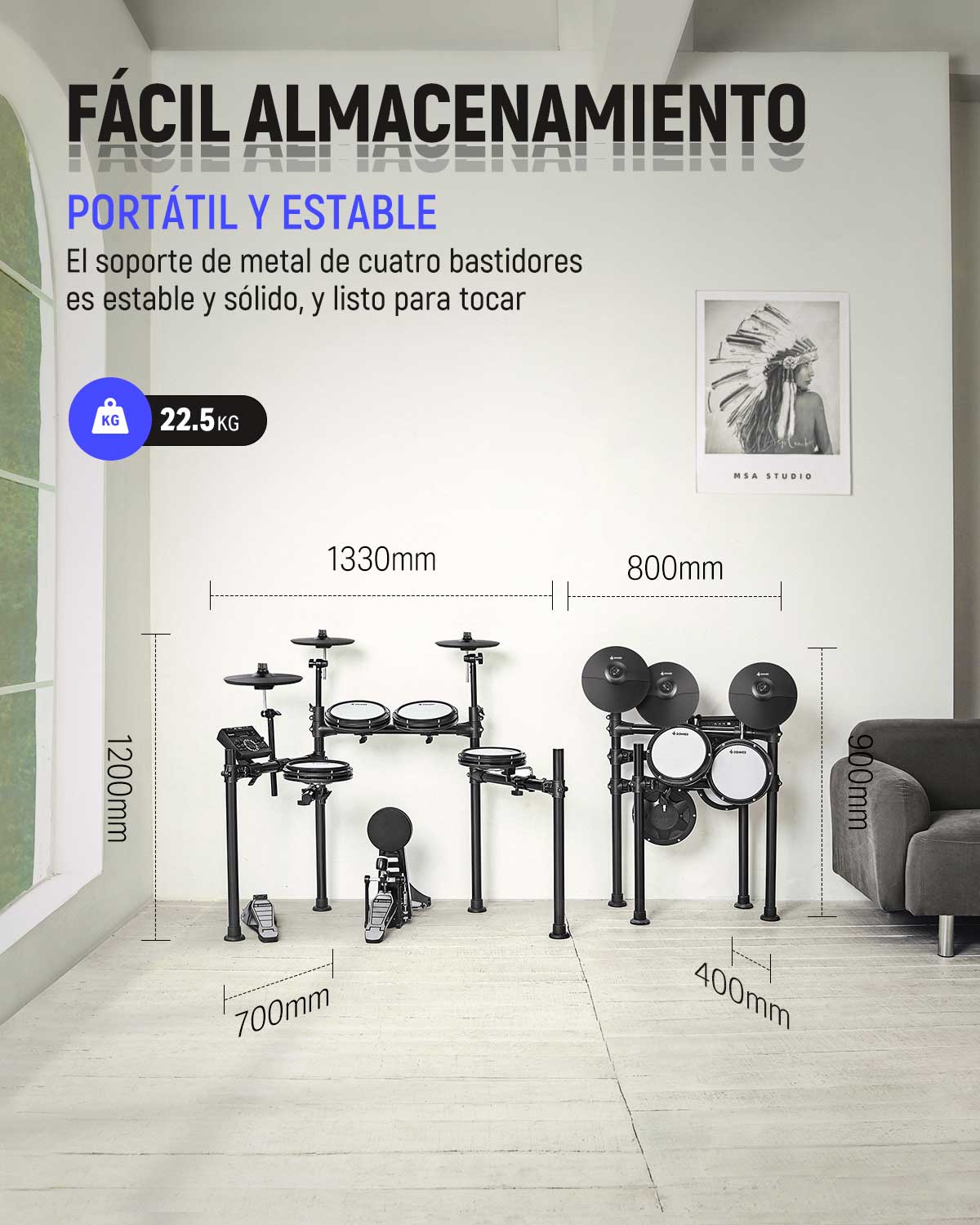 Donner DED-200 kit de batería electrónica con 5 tambores 3 y 4 platillos - Image 6