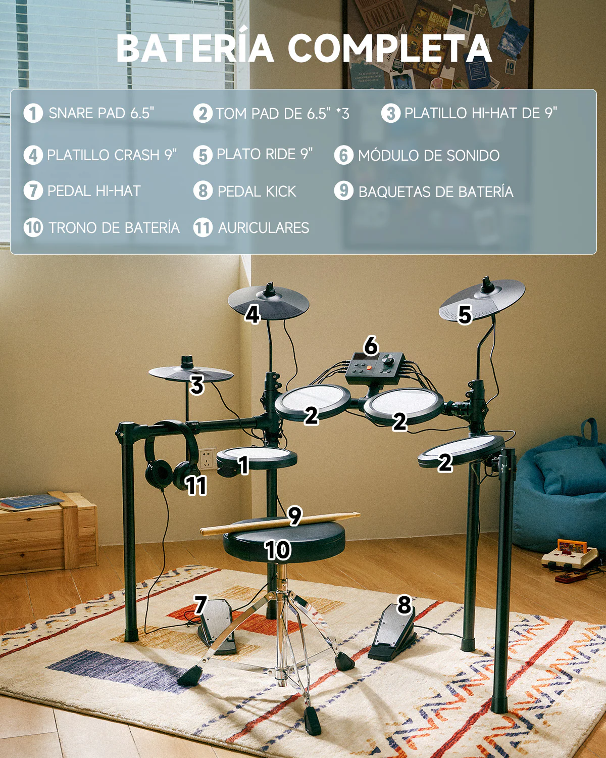 Donner DED-70 Batería electrónica ideal para principiantes y niños - Image 4