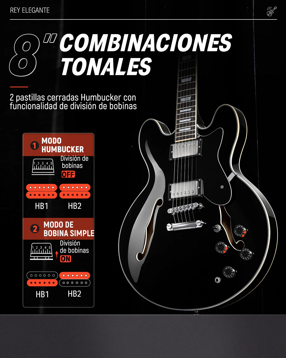 Donner DJP-1000 Guitarra eléctrica jazz - Image 7