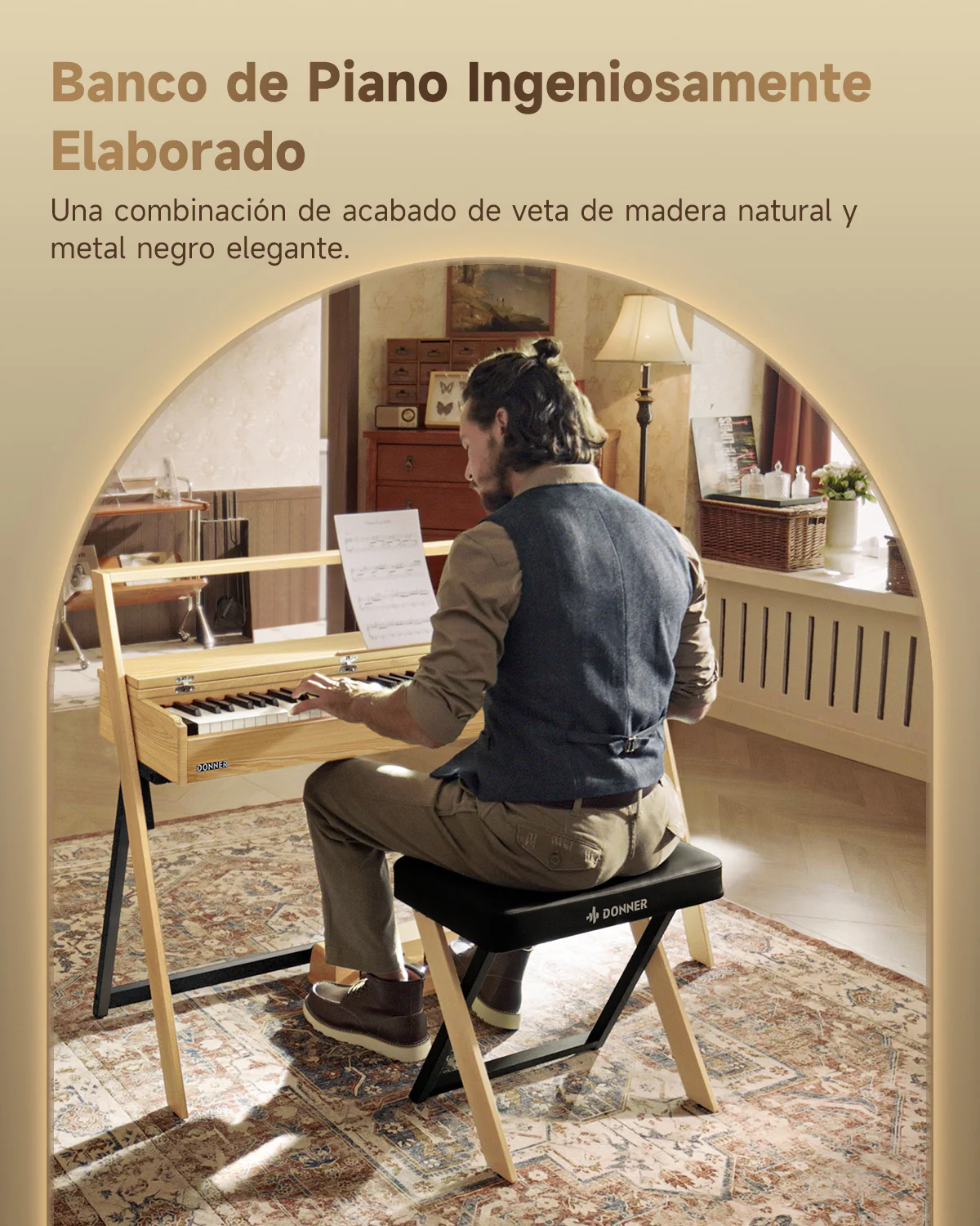 Donner DKB-300 Banco de piano elegante - Image 3
