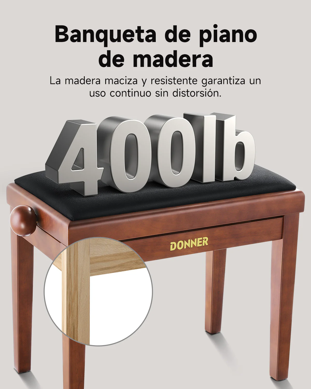 Donner Banco de piano con altura regulable - Image 4