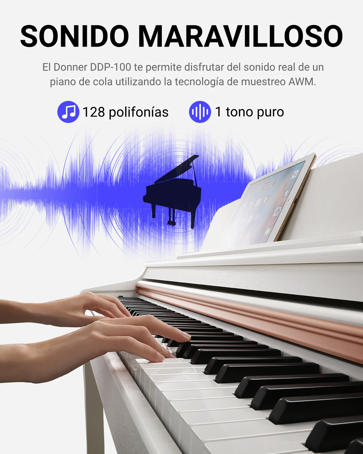 Donner DDP-100 Piano digital blanco con teclado pesado - Image 7