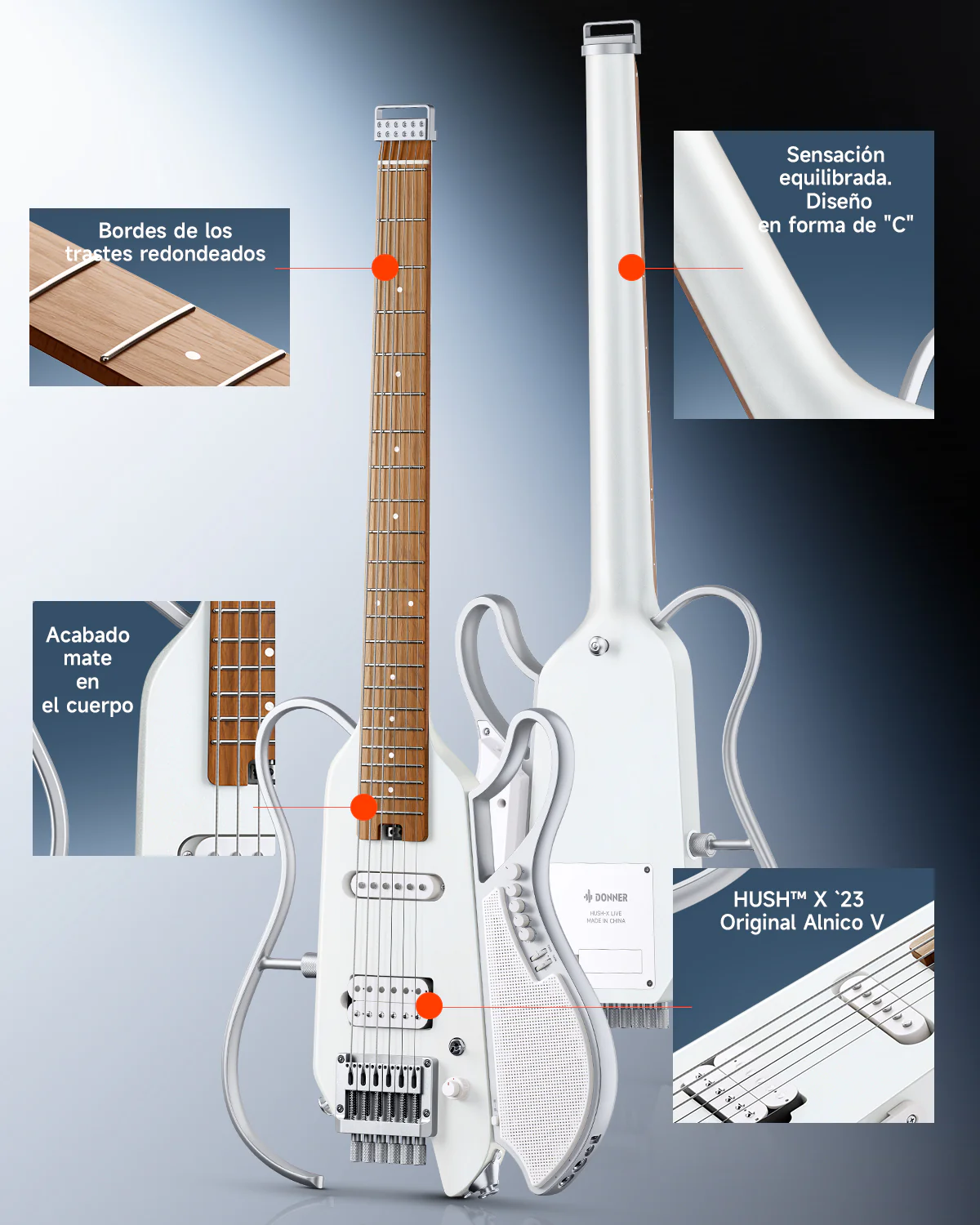 Donner HUSH X LIVE guitarra de viaje  (Edición MIYAVI disponible) - Image 11