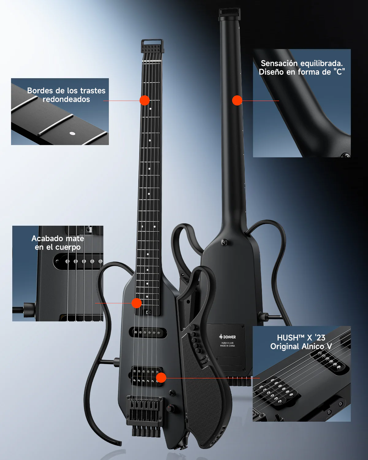 Donner HUSH X LIVE guitarra de viaje  (Edición MIYAVI disponible) - Image 20