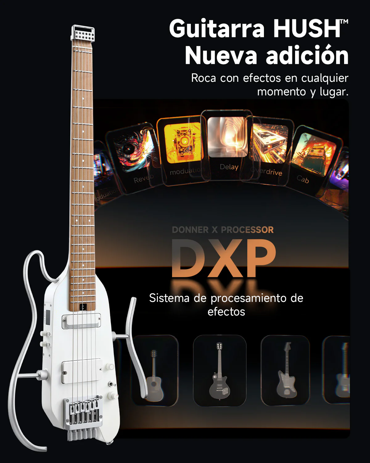Donner HUSH X PRO Guitarra de viaje versátil - Image 11