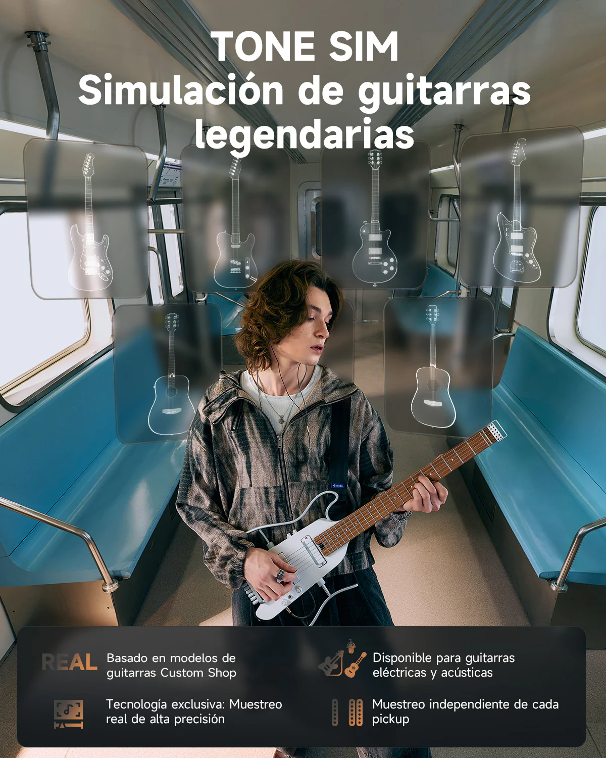 Donner HUSH X PRO Guitarra de viaje versátil - Image 14