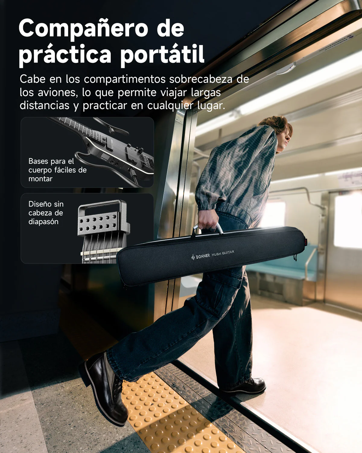 Donner HUSH X PRO Guitarra de viaje versátil - Image 16
