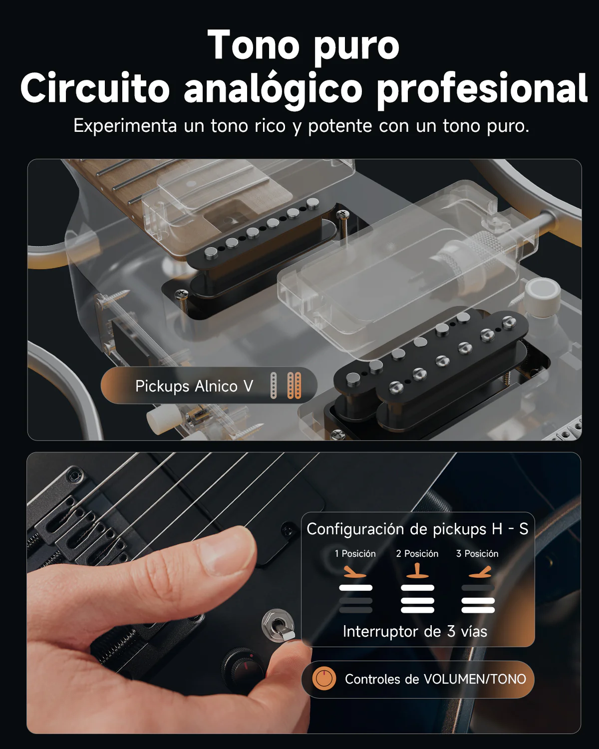 Donner HUSH X PRO Guitarra de viaje versátil - Image 17