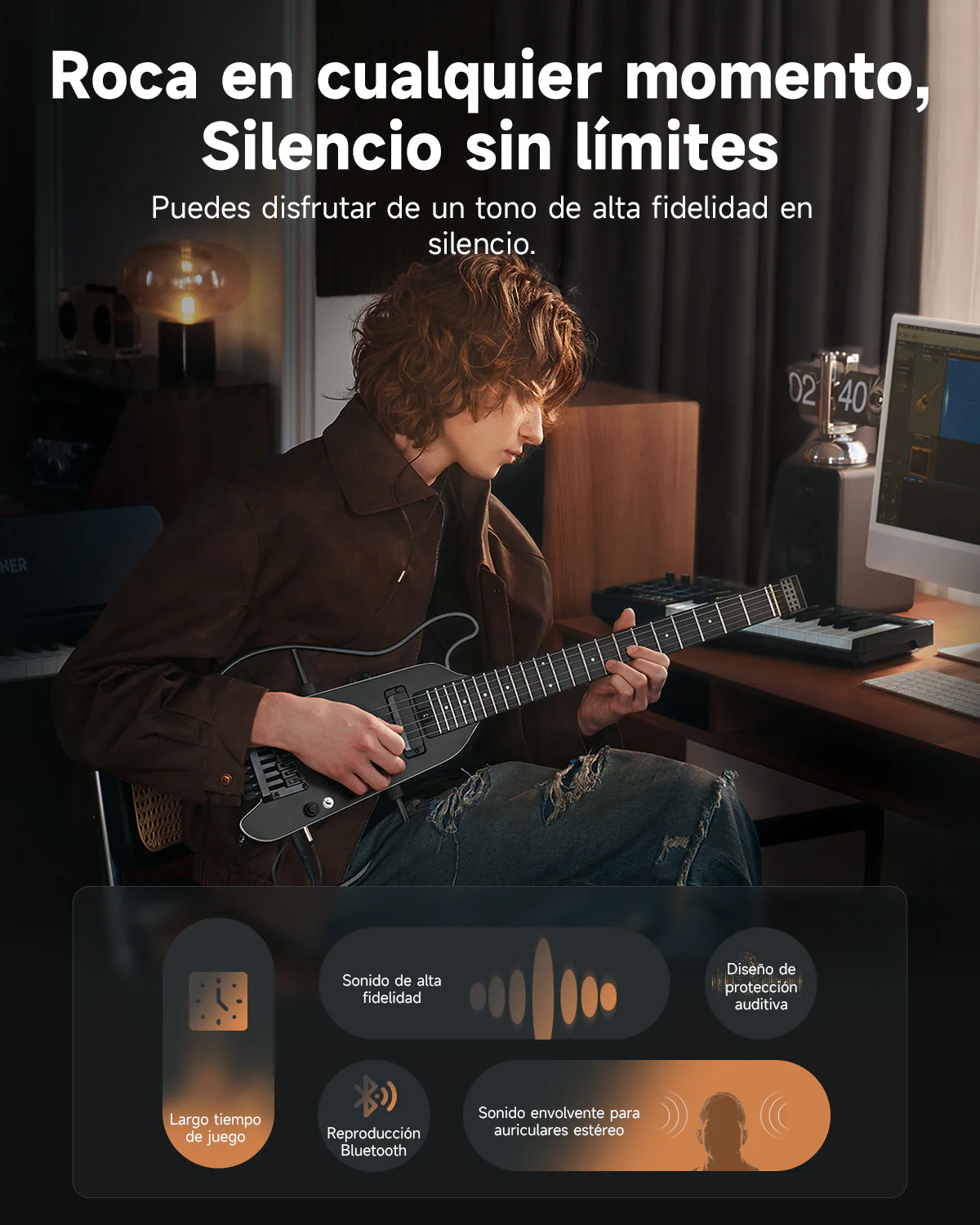 Donner HUSH X PRO Guitarra de viaje versátil - Image 18