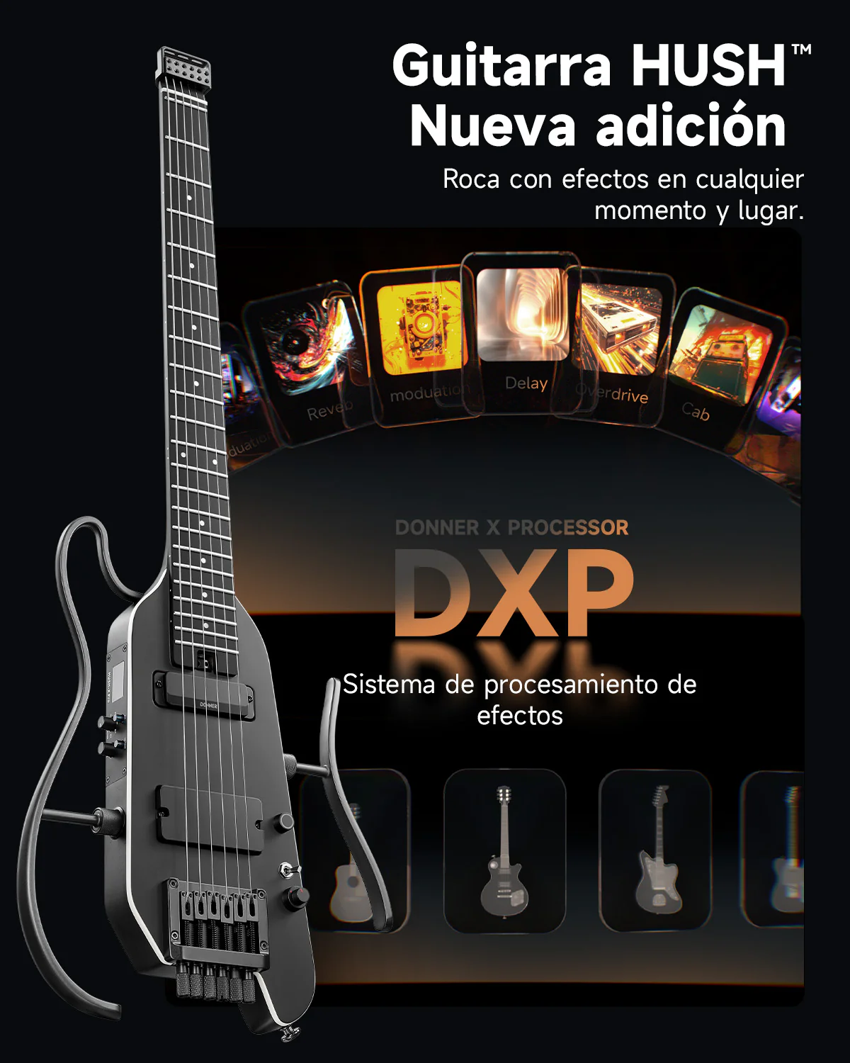 Donner HUSH X PRO Guitarra de viaje versátil - Image 19