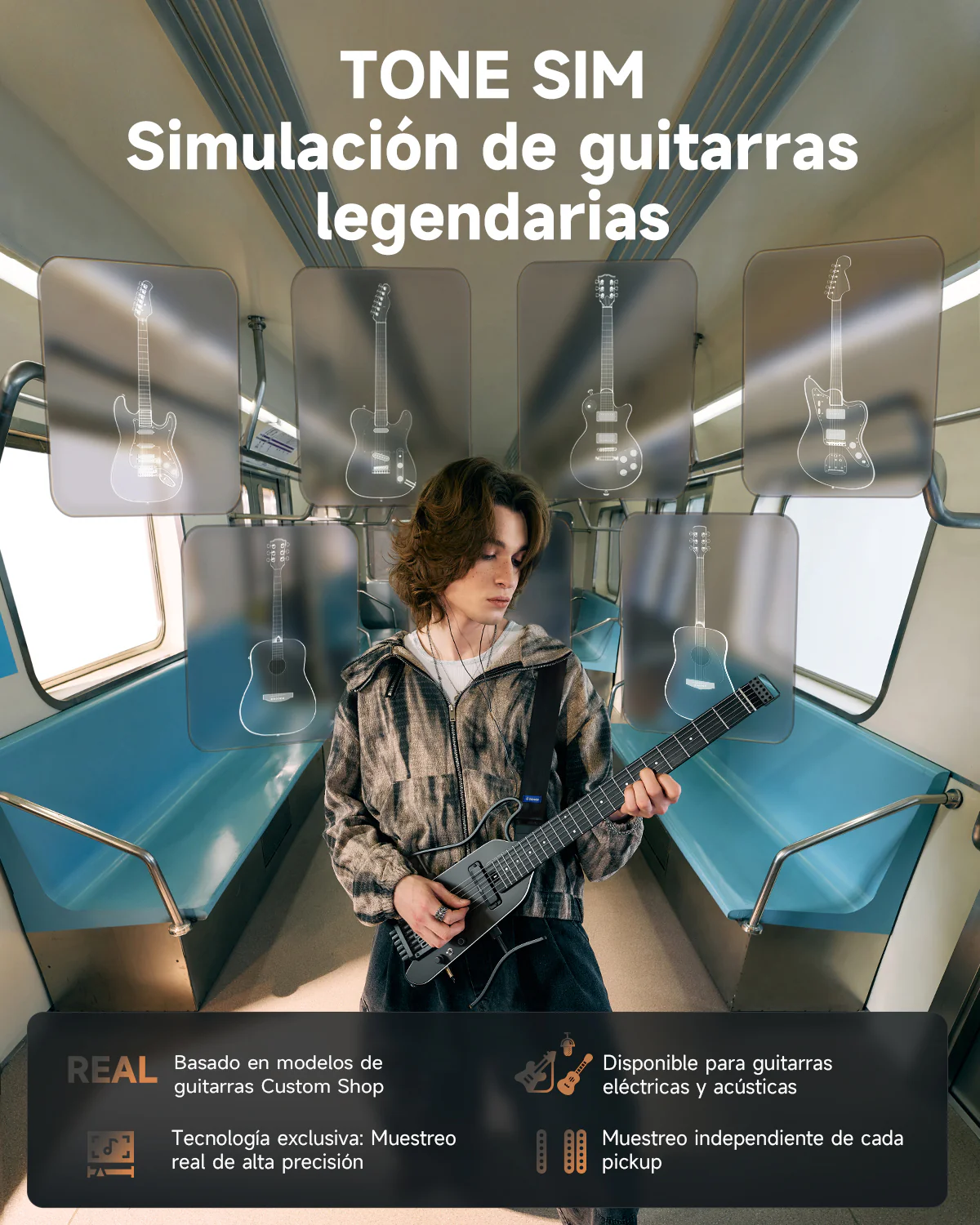 Donner HUSH X PRO Guitarra de viaje versátil - Image 20