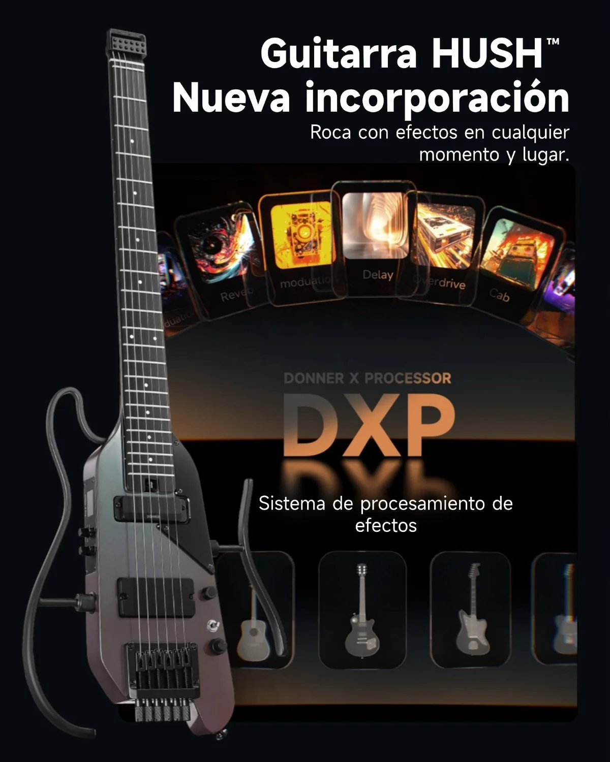 Donner HUSH X PRO Guitarra de viaje versátil - Image 27