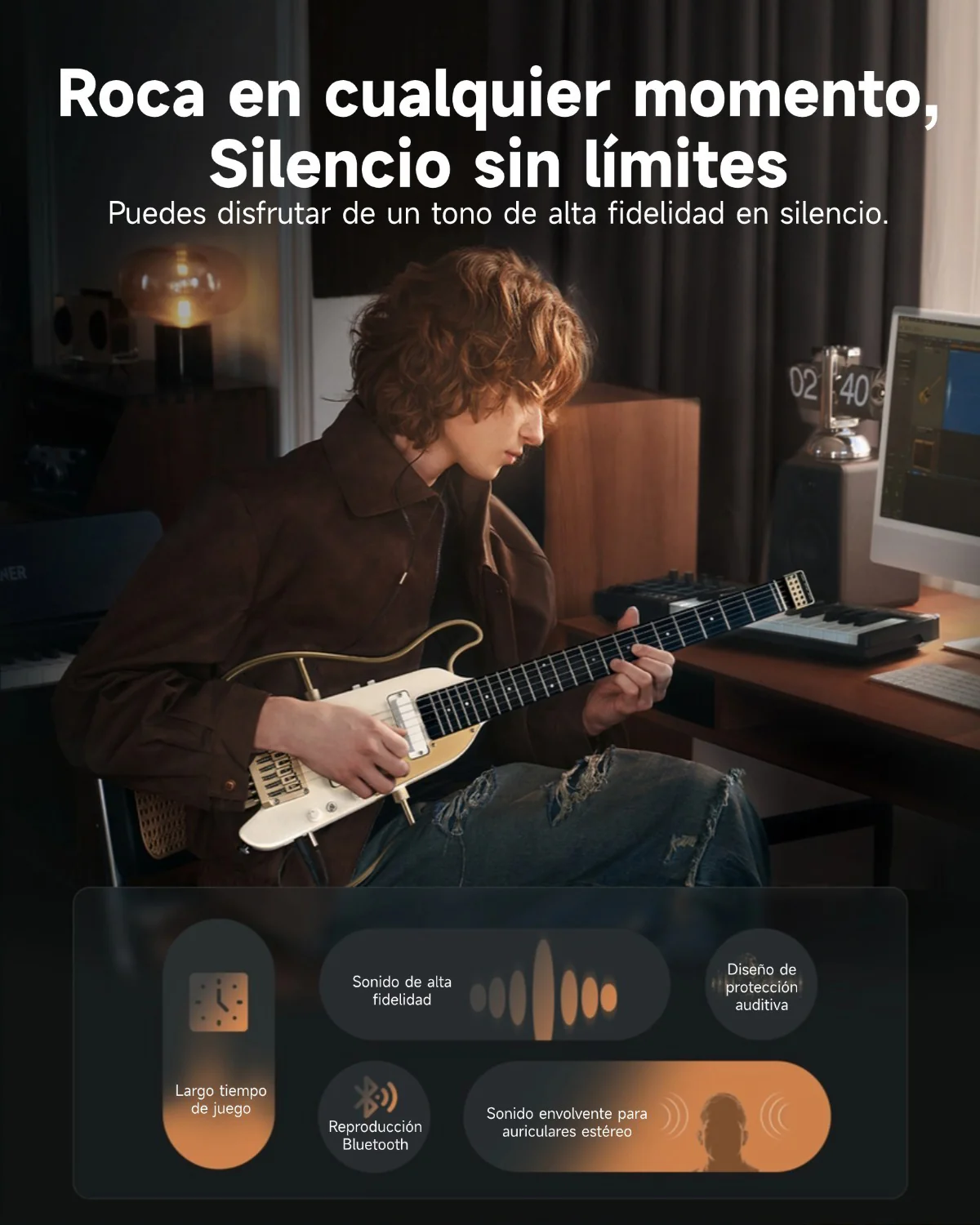 Donner HUSH X PRO Guitarra de viaje versátil - Image 39