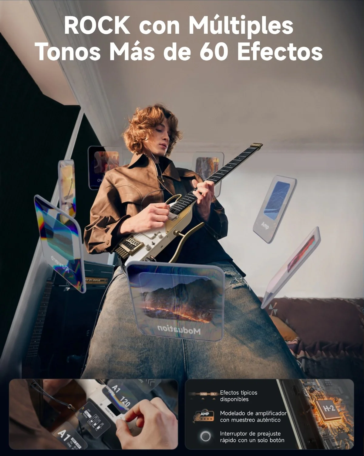 Donner HUSH X PRO Guitarra de viaje versátil - Image 42