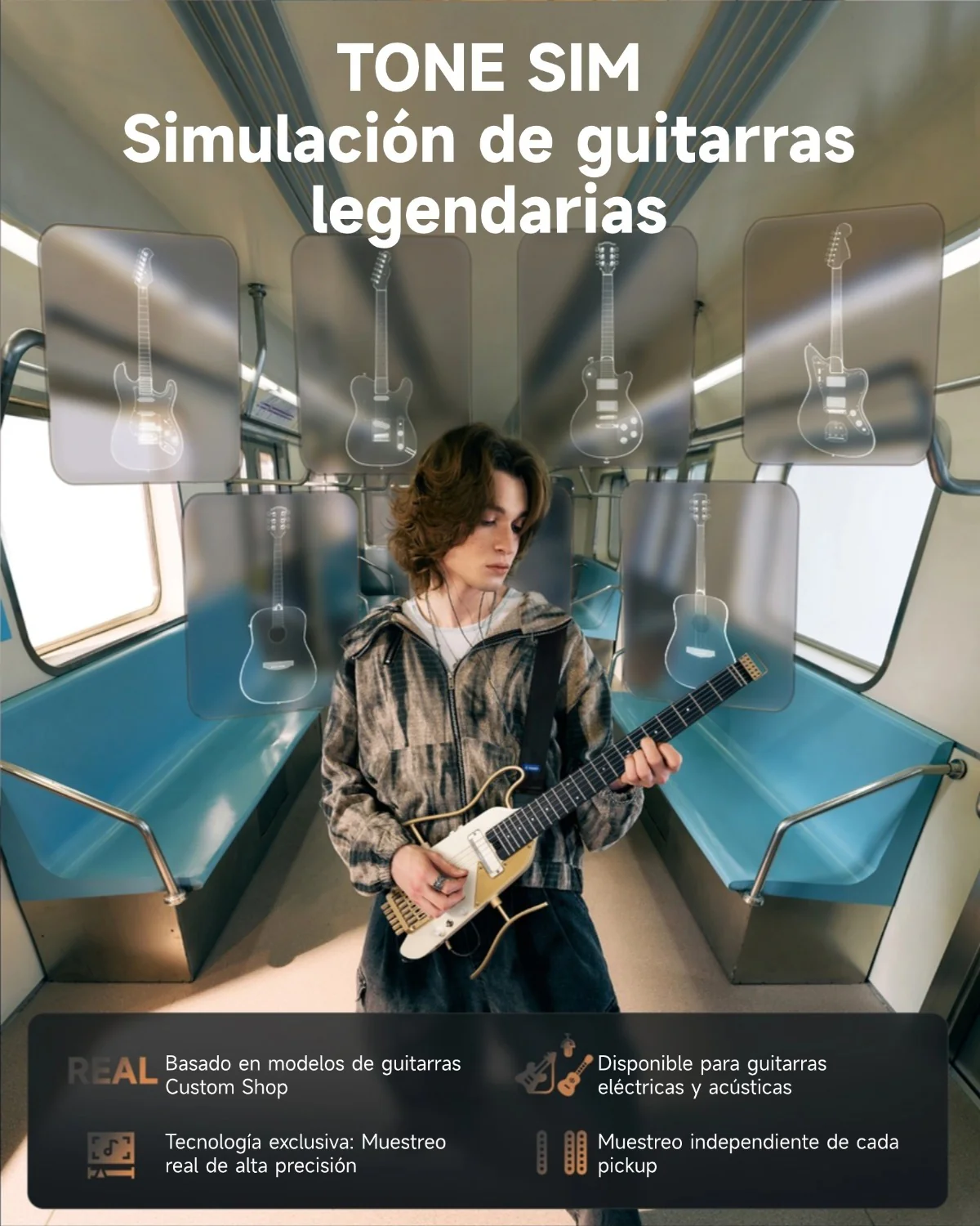 Donner HUSH X PRO Guitarra de viaje versátil - Image 43