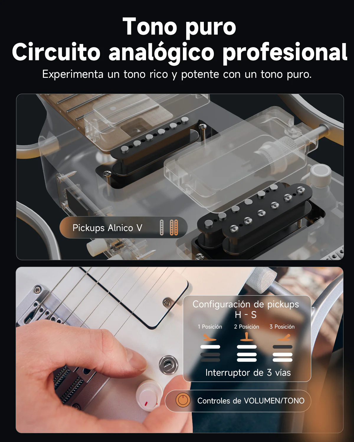 Donner HUSH X PRO Guitarra de viaje versátil - Image 8