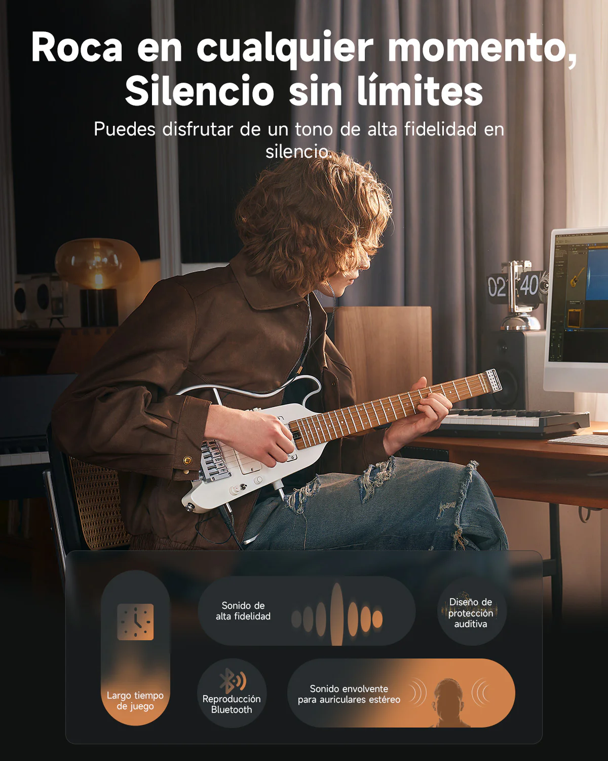Donner HUSH X PRO Guitarra de viaje versátil - Image 9