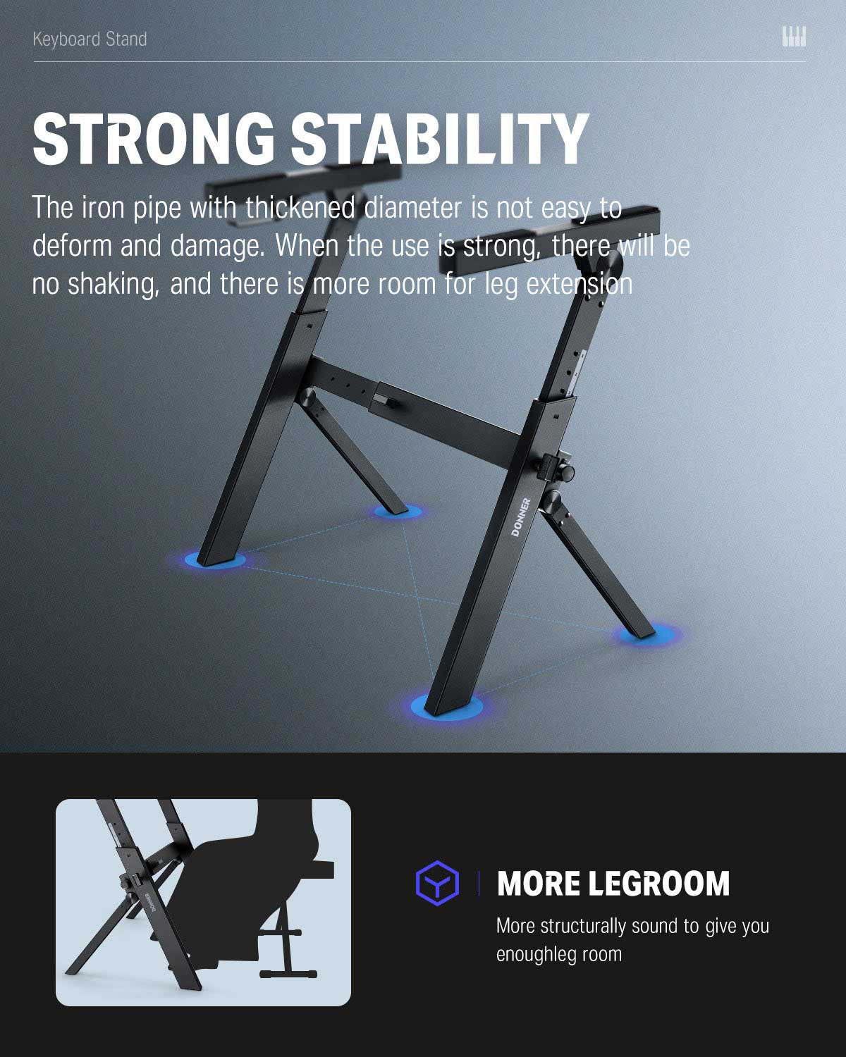 Donner DKS-100 Soporte de teclado en forma de Z plegable - Image 4